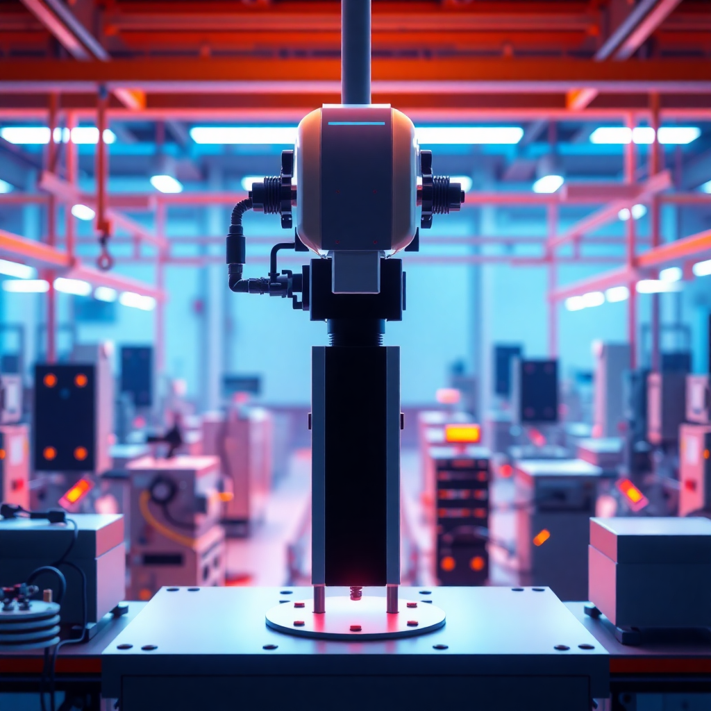 AI and robotics team working together in a modern manufacturing environment